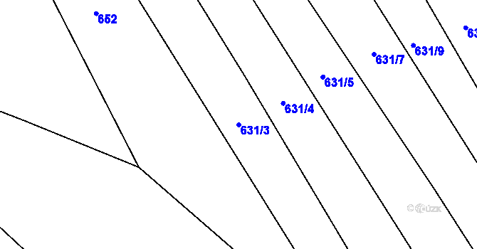Parcela st. 631/3 v KÚ Olešnice u Okrouhlice, Katastrální mapa