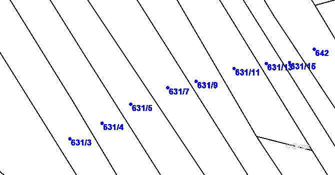 Parcela st. 631/7 v KÚ Olešnice u Okrouhlice, Katastrální mapa