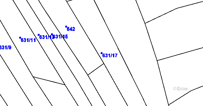 Parcela st. 631/17 v KÚ Olešnice u Okrouhlice, Katastrální mapa