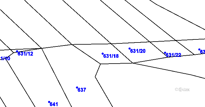 Parcela st. 631/18 v KÚ Olešnice u Okrouhlice, Katastrální mapa