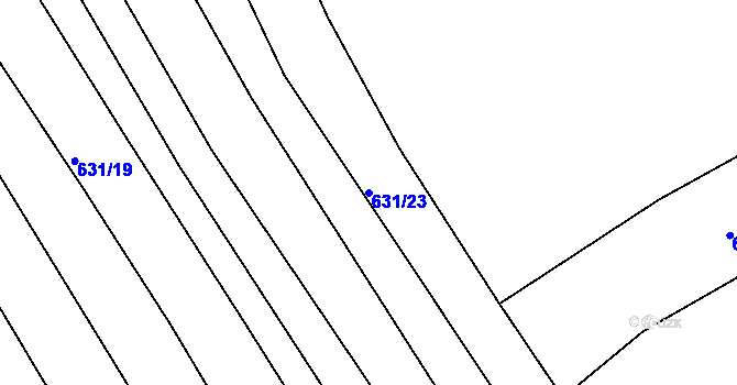 Parcela st. 631/23 v KÚ Olešnice u Okrouhlice, Katastrální mapa