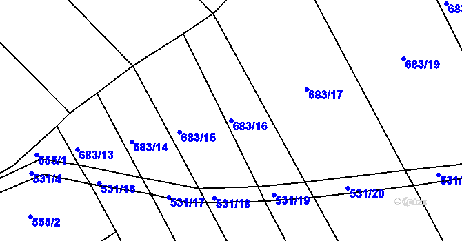 Parcela st. 683/16 v KÚ Olešnice u Okrouhlice, Katastrální mapa