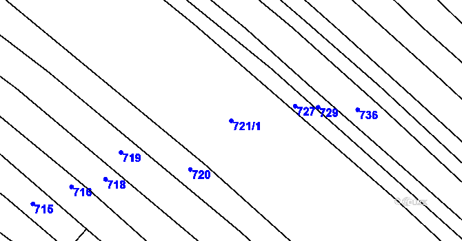 Parcela st. 721/1 v KÚ Olešnice u Okrouhlice, Katastrální mapa
