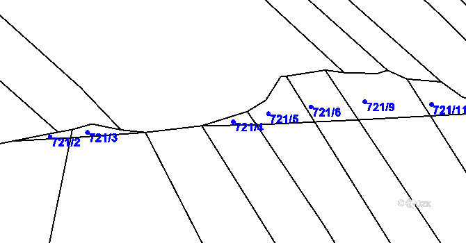Parcela st. 721/4 v KÚ Olešnice u Okrouhlice, Katastrální mapa