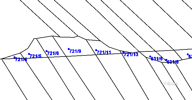 Parcela st. 721/11 v KÚ Olešnice u Okrouhlice, Katastrální mapa