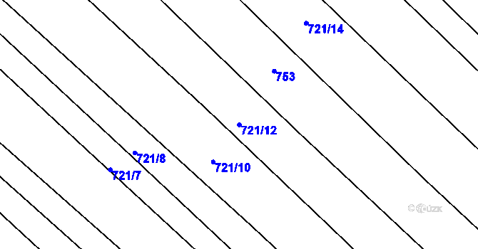 Parcela st. 721/12 v KÚ Olešnice u Okrouhlice, Katastrální mapa