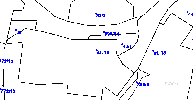 Parcela st. 19 v KÚ Vadín, Katastrální mapa