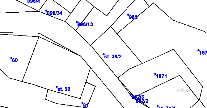 Parcela st. 39/2 v KÚ Vadín, Katastrální mapa