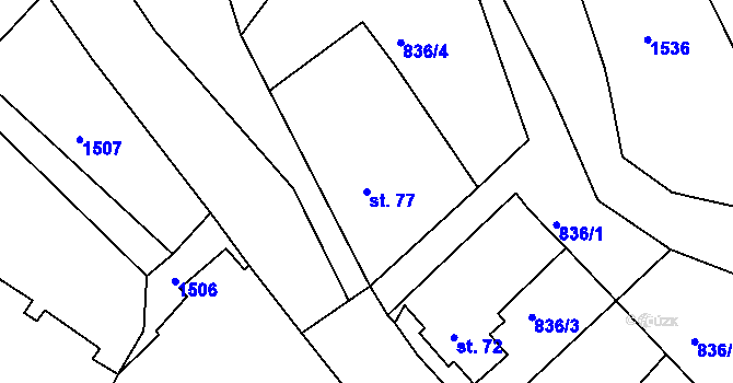 Parcela st. 77 v KÚ Vadín, Katastrální mapa