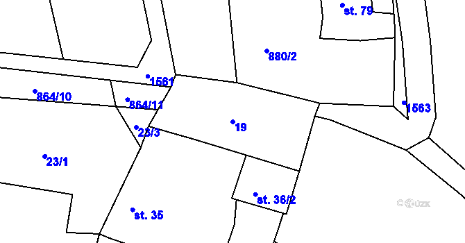 Parcela st. 19 v KÚ Vadín, Katastrální mapa