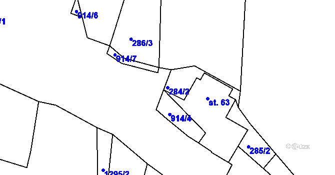 Parcela st. 284/2 v KÚ Vadín, Katastrální mapa