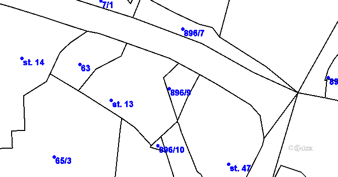 Parcela st. 896/9 v KÚ Vadín, Katastrální mapa