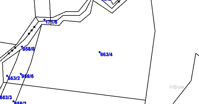 Parcela st. 663/4 v KÚ Vadín, Katastrální mapa