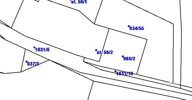 Parcela st. 56/2 v KÚ Okrouhlička, Katastrální mapa