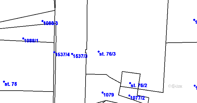 Parcela st. 76/3 v KÚ Okrouhlička, Katastrální mapa