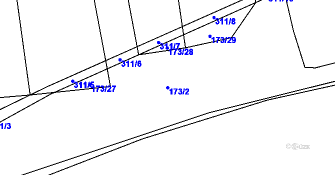 Parcela st. 173/2 v KÚ Okrouhlička, Katastrální mapa