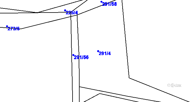 Parcela st. 291/4 v KÚ Okrouhlička, Katastrální mapa