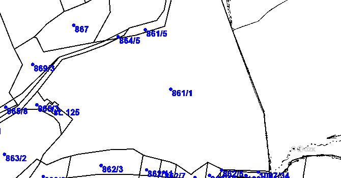 Parcela st. 861/1 v KÚ Okrouhlička, Katastrální mapa