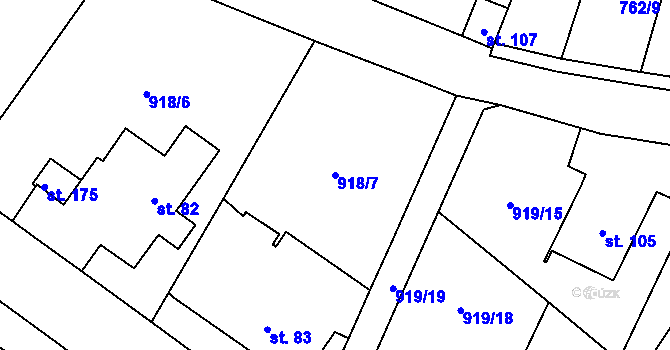 Parcela st. 918/7 v KÚ Okrouhlička, Katastrální mapa