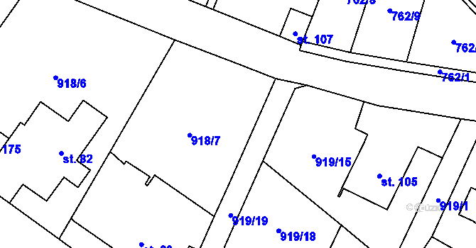 Parcela st. 918/8 v KÚ Okrouhlička, Katastrální mapa