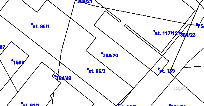 Parcela st. 384/20 v KÚ Okrouhlička, Katastrální mapa