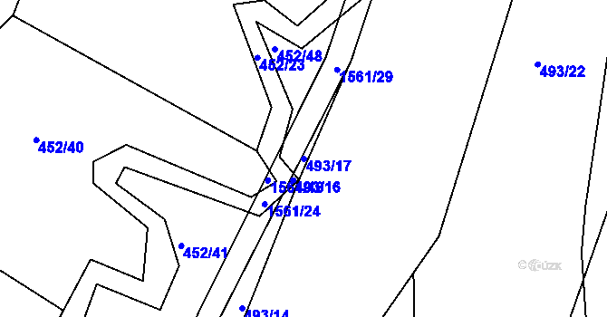 Parcela st. 493/17 v KÚ Okrouhlička, Katastrální mapa