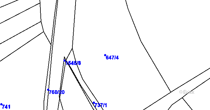Parcela st. 647/4 v KÚ Okrouhlička, Katastrální mapa