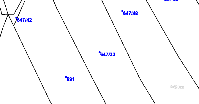 Parcela st. 647/33 v KÚ Okrouhlička, Katastrální mapa