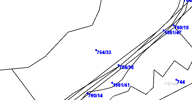 Parcela st. 754/33 v KÚ Okrouhlička, Katastrální mapa