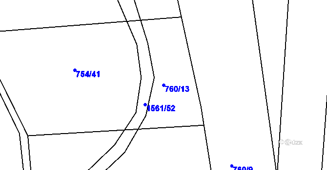 Parcela st. 760/13 v KÚ Okrouhlička, Katastrální mapa