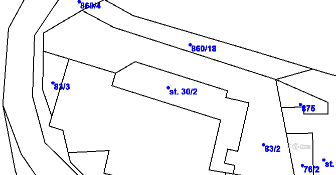 Parcela st. 30/2 v KÚ Okrouhlo, Katastrální mapa