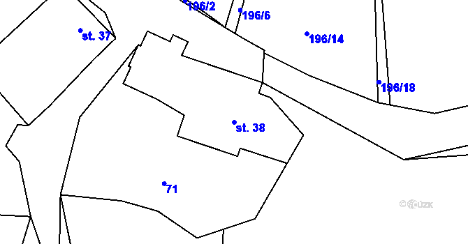 Parcela st. 38 v KÚ Okrouhlo, Katastrální mapa