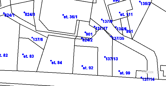 Parcela st. 89 v KÚ Okrouhlo, Katastrální mapa
