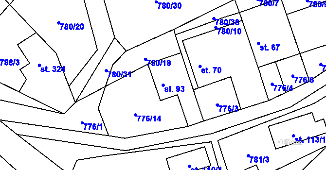 Parcela st. 93 v KÚ Okrouhlo, Katastrální mapa