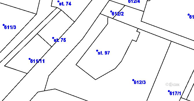 Parcela st. 97 v KÚ Okrouhlo, Katastrální mapa