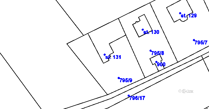 Parcela st. 131 v KÚ Okrouhlo, Katastrální mapa