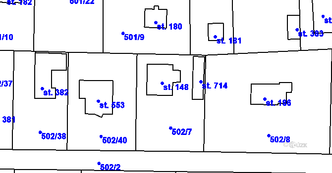 Parcela st. 148 v KÚ Okrouhlo, Katastrální mapa