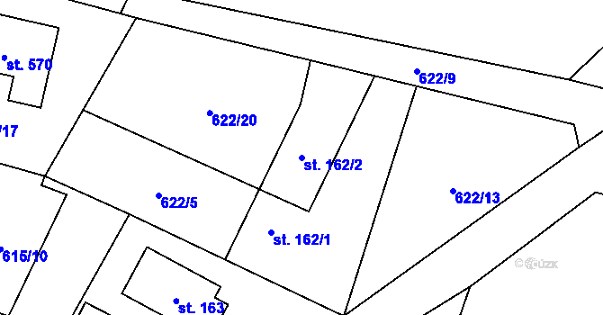 Parcela st. 162/2 v KÚ Okrouhlo, Katastrální mapa