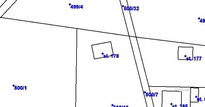 Parcela st. 178 v KÚ Okrouhlo, Katastrální mapa