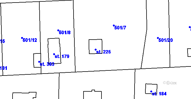 Parcela st. 225 v KÚ Okrouhlo, Katastrální mapa