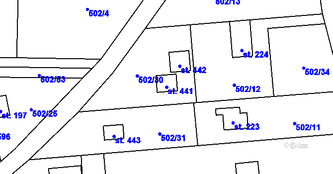 Parcela st. 441 v KÚ Okrouhlo, Katastrální mapa