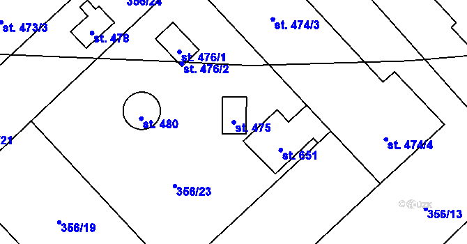 Parcela st. 475 v KÚ Okrouhlo, Katastrální mapa