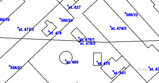Parcela st. 476/2 v KÚ Okrouhlo, Katastrální mapa