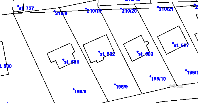 Parcela st. 502 v KÚ Okrouhlo, Katastrální mapa