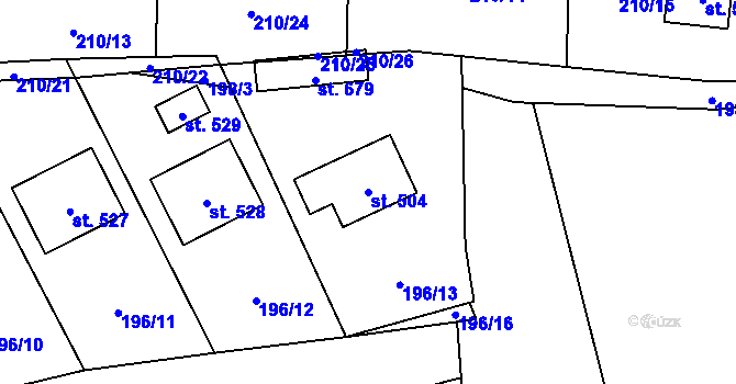 Parcela st. 504 v KÚ Okrouhlo, Katastrální mapa