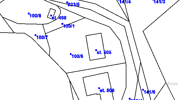 Parcela st. 505 v KÚ Okrouhlo, Katastrální mapa