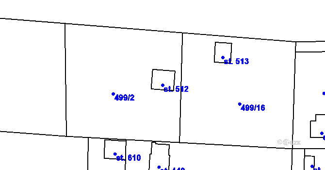 Parcela st. 512 v KÚ Okrouhlo, Katastrální mapa