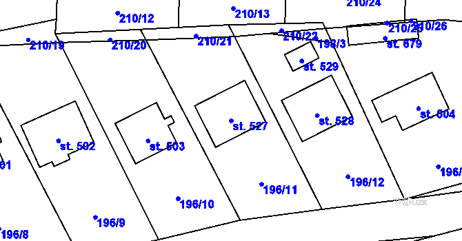 Parcela st. 527 v KÚ Okrouhlo, Katastrální mapa