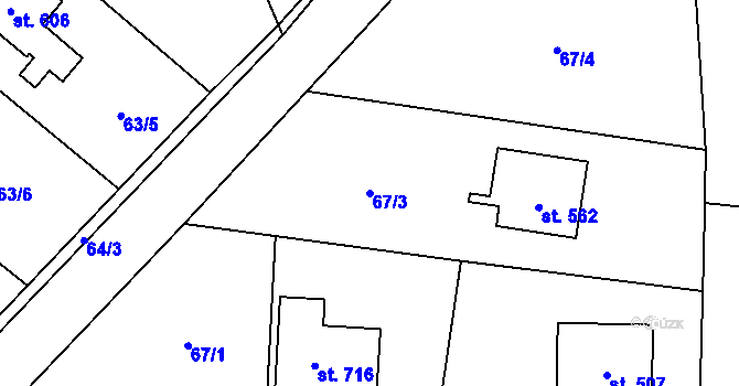 Parcela st. 67/3 v KÚ Okrouhlo, Katastrální mapa