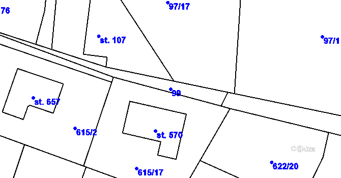 Parcela st. 99 v KÚ Okrouhlo, Katastrální mapa